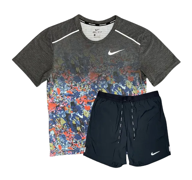 Nike Floral Breathe Miler and Flex Stride Shorts Set - Floral Print/Black