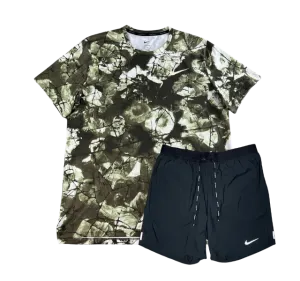 Nike HyperDry T-Shirt and Flex Stride Shorts Set - Green Camo/Black