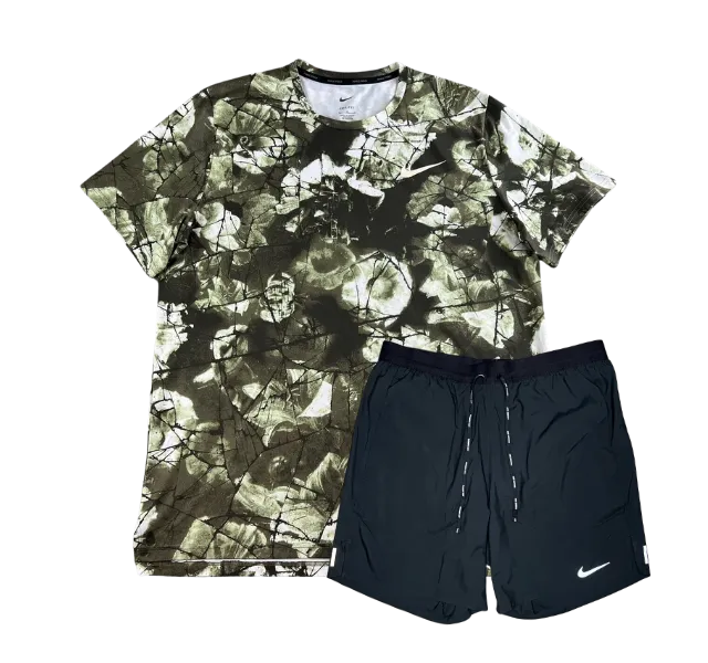 Nike HyperDry T-Shirt and Flex Stride Shorts Set - Green Camo/Black