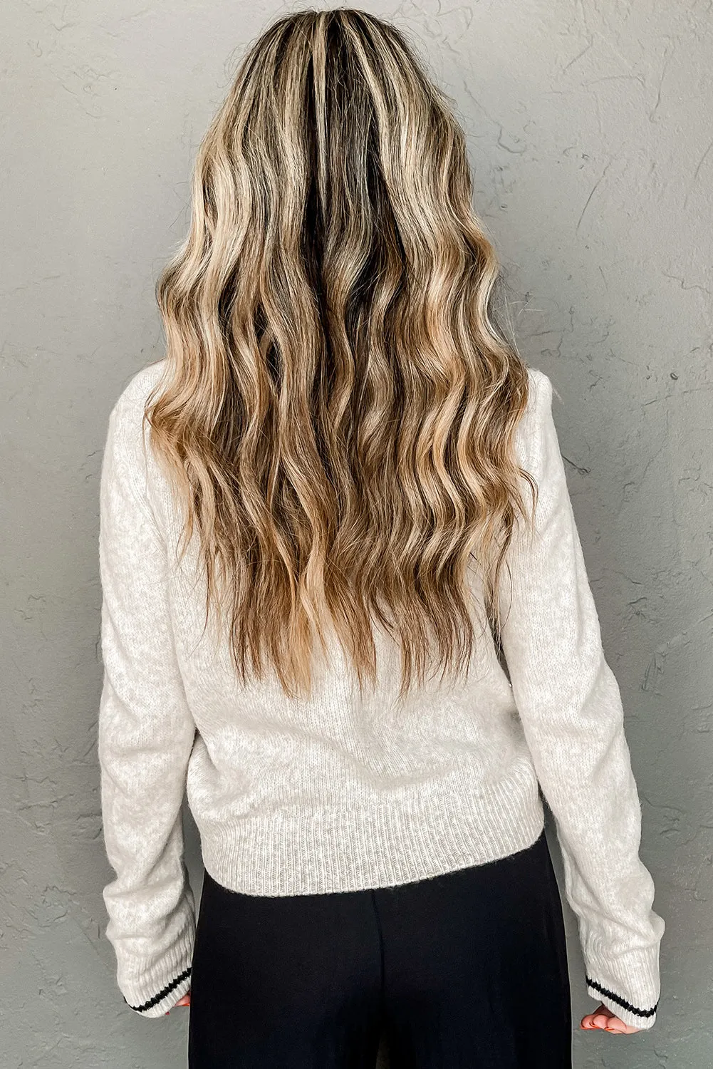 Oatmeal CIAO Letter Accent Casual Sweater