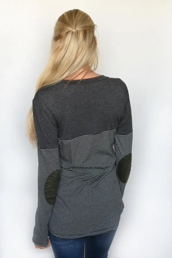 Olive & Black Pocket Top
