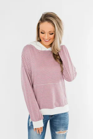 On Your Journey Striped Hoodie- Deep Lavender