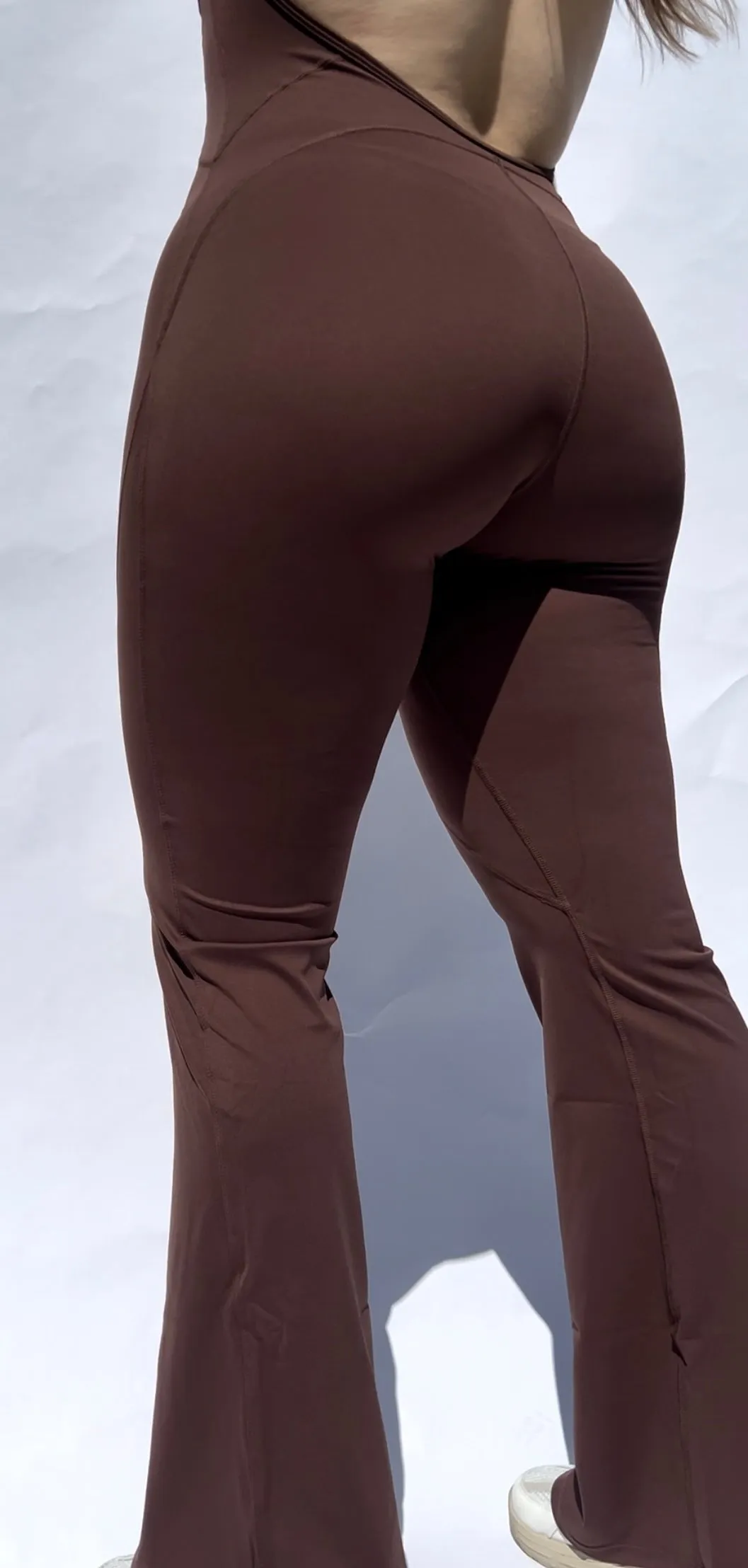 Open Back Flarred Jumpsuit - Cocoa