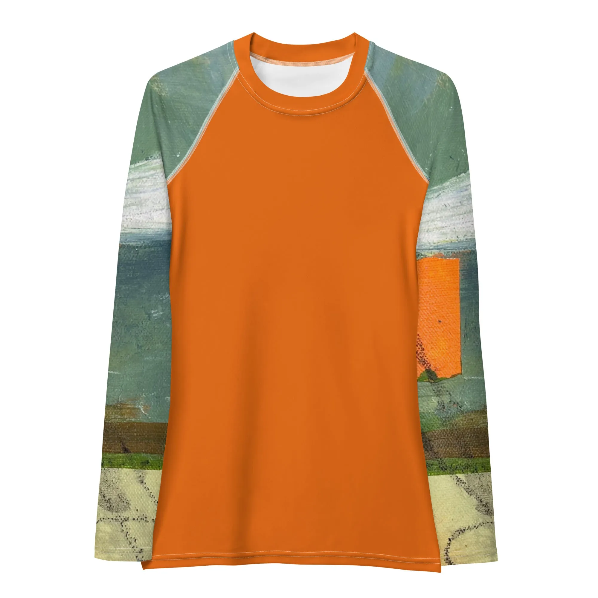 Orange Rash Guard with "Sink or Swim" Sleeves