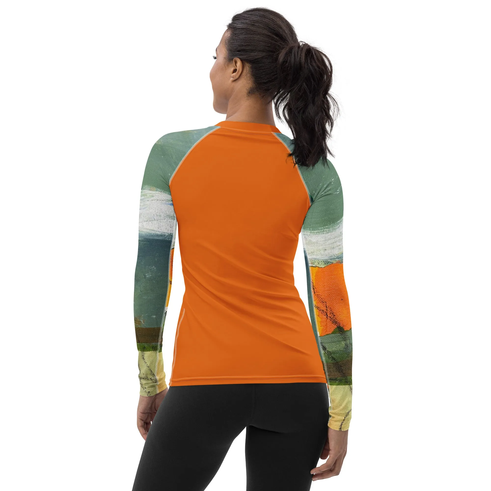 Orange Rash Guard with "Sink or Swim" Sleeves