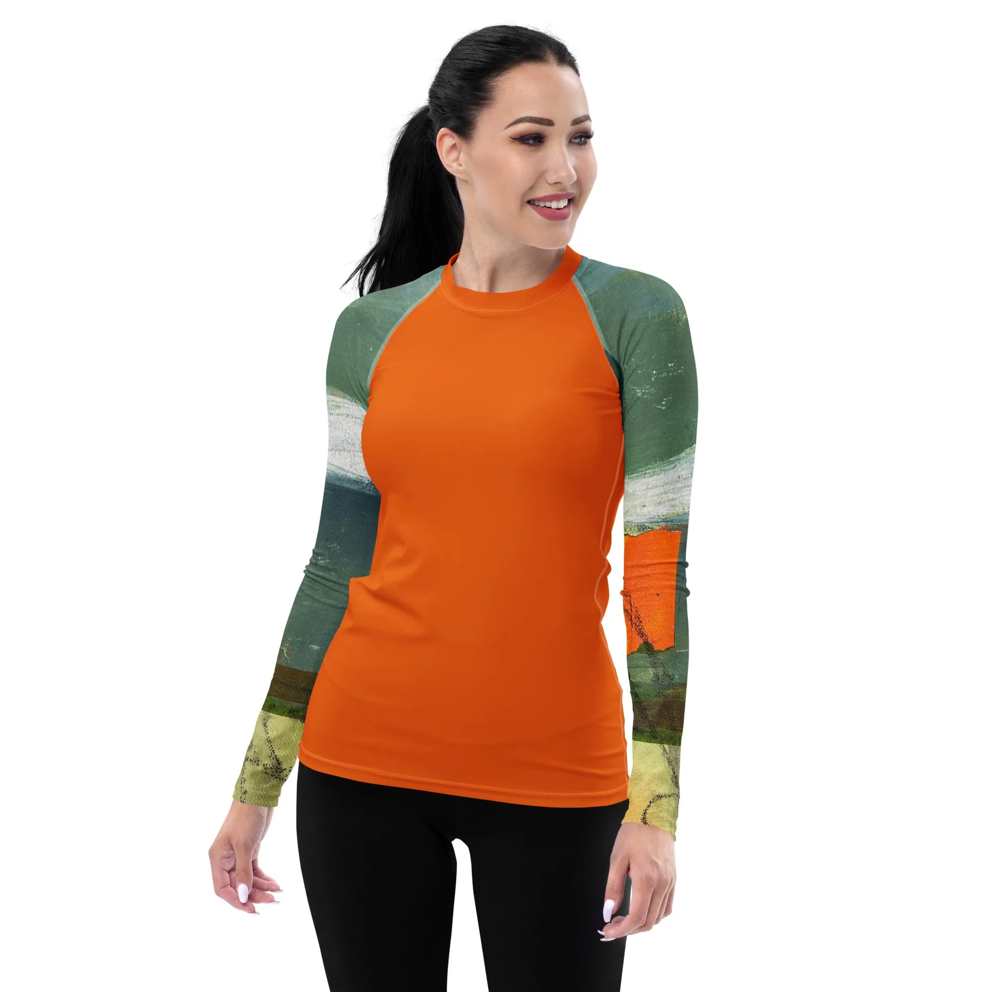 Orange Rash Guard with "Sink or Swim" Sleeves