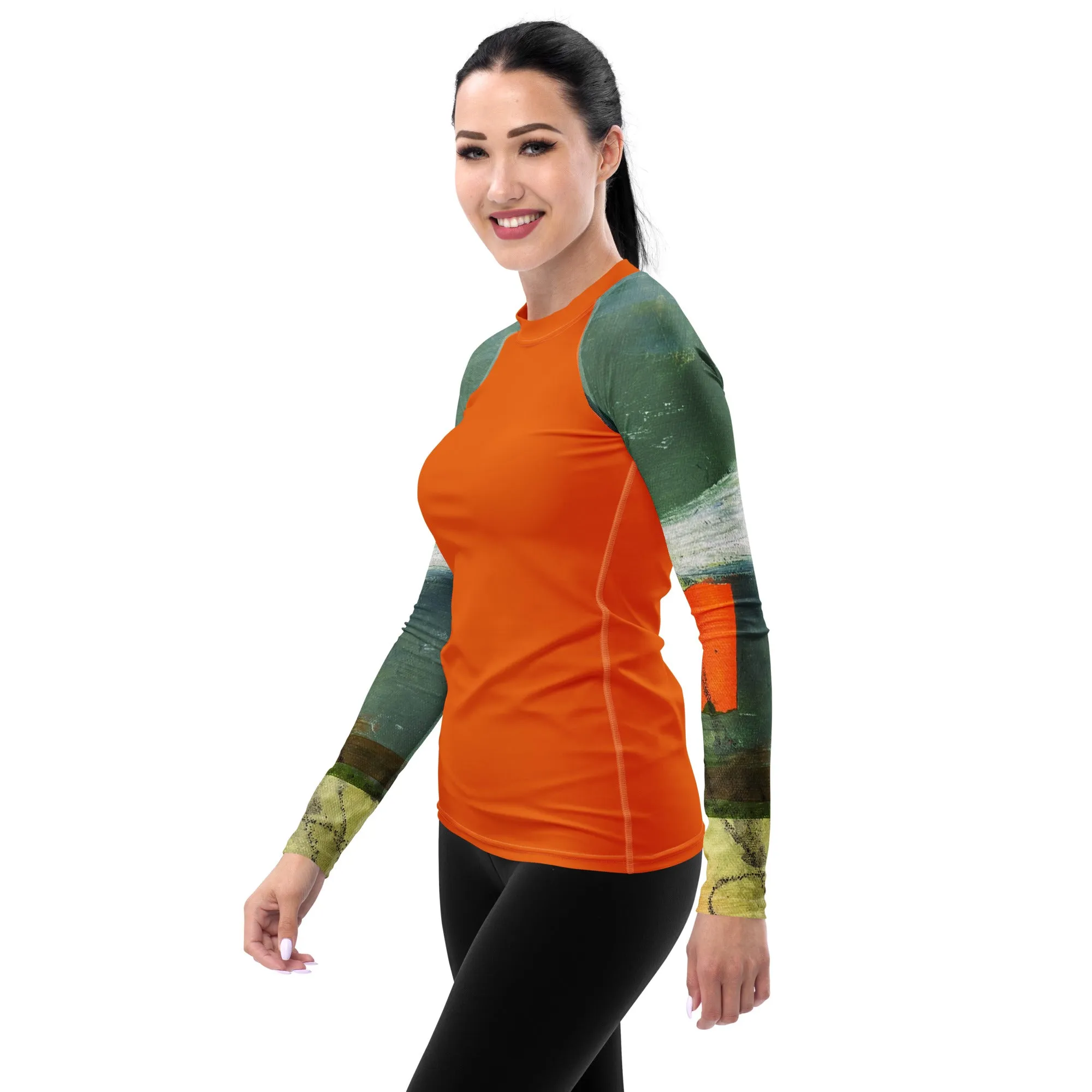 Orange Rash Guard with "Sink or Swim" Sleeves