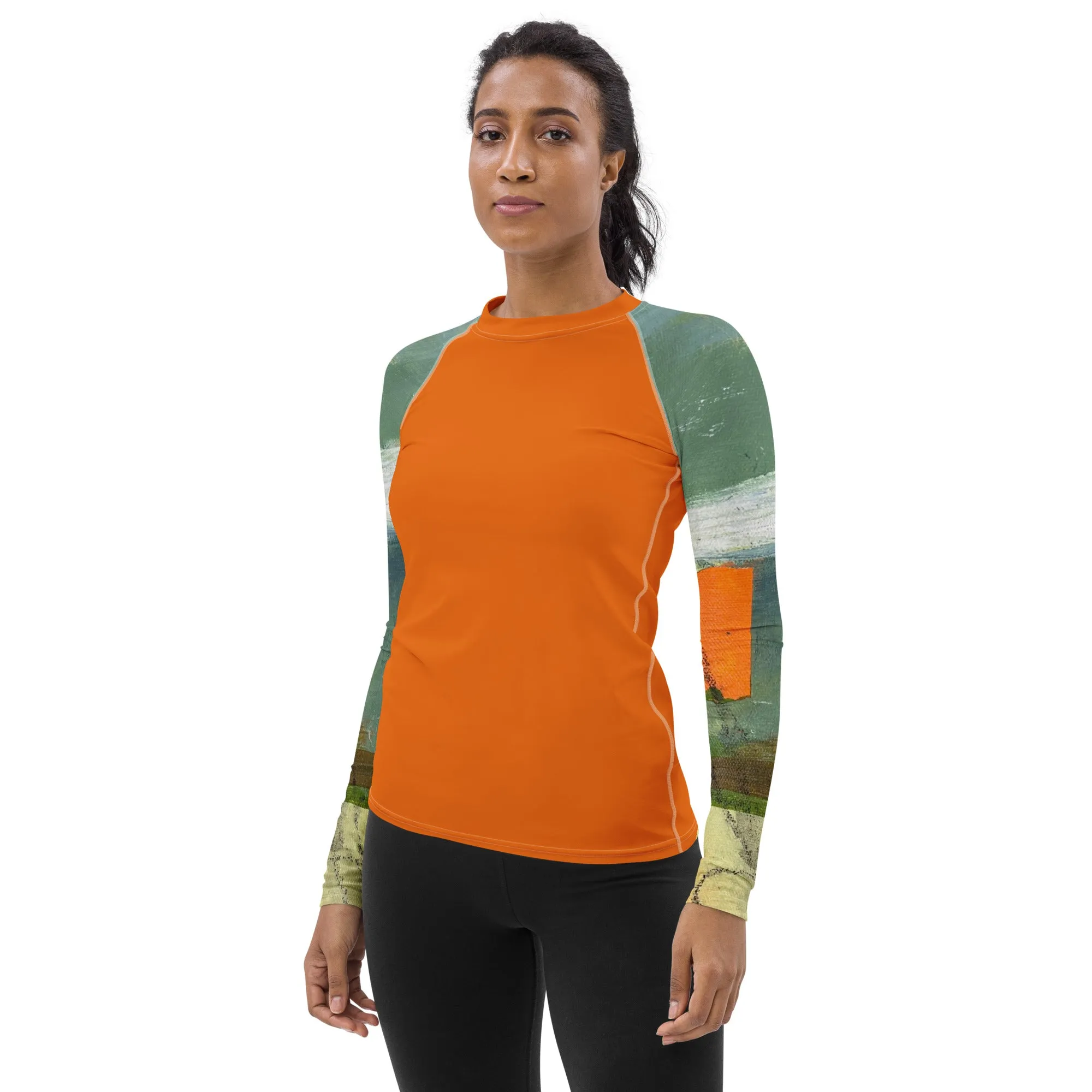 Orange Rash Guard with "Sink or Swim" Sleeves