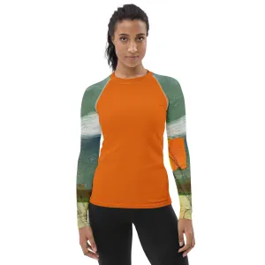 Orange Rash Guard with "Sink or Swim" Sleeves
