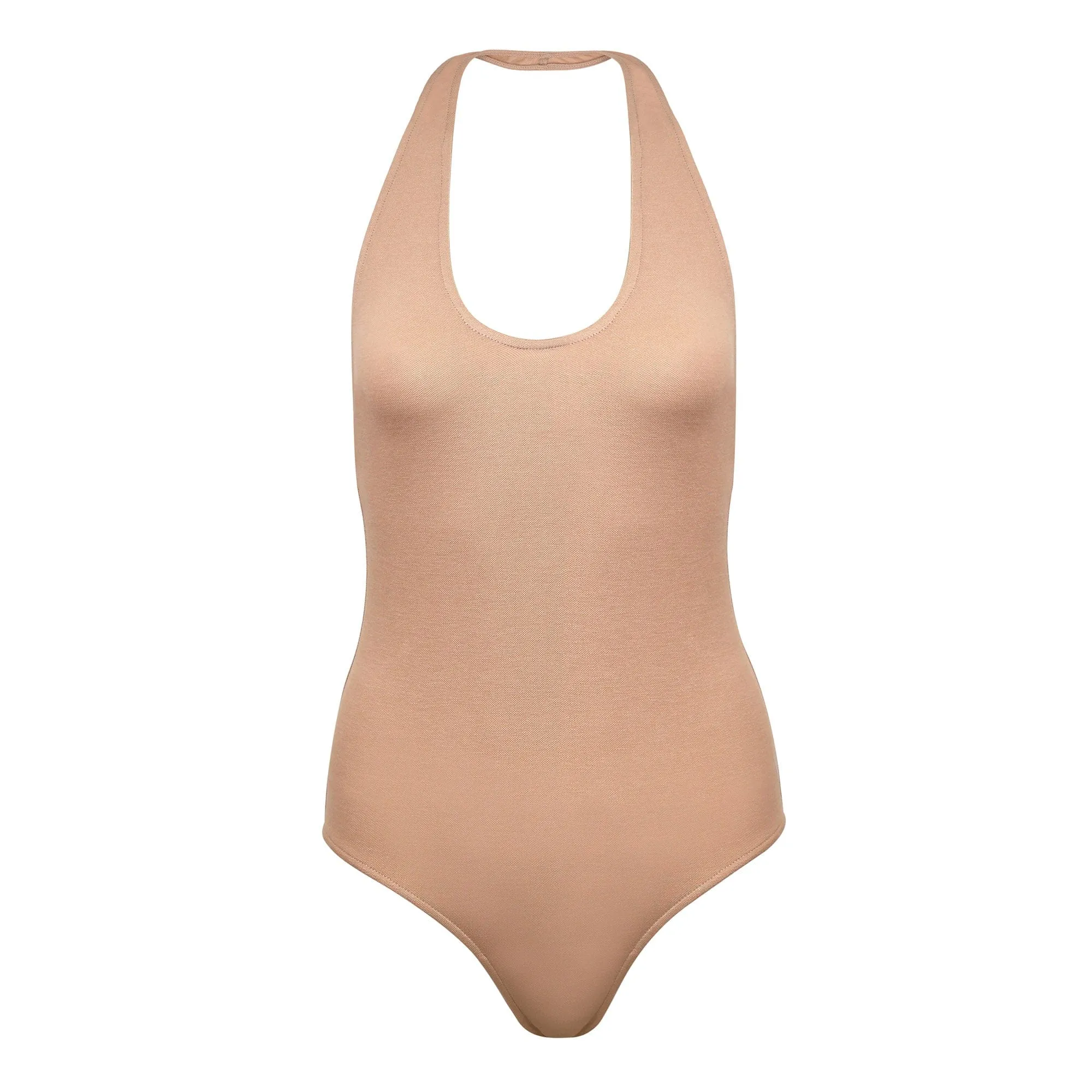 Organic Cotton Halterneck Bodysuit | Light Brown