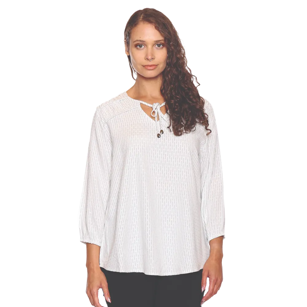 Papa Fashions Top - White 3/4 Sleeve