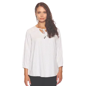 Papa Fashions Top - White 3/4 Sleeve