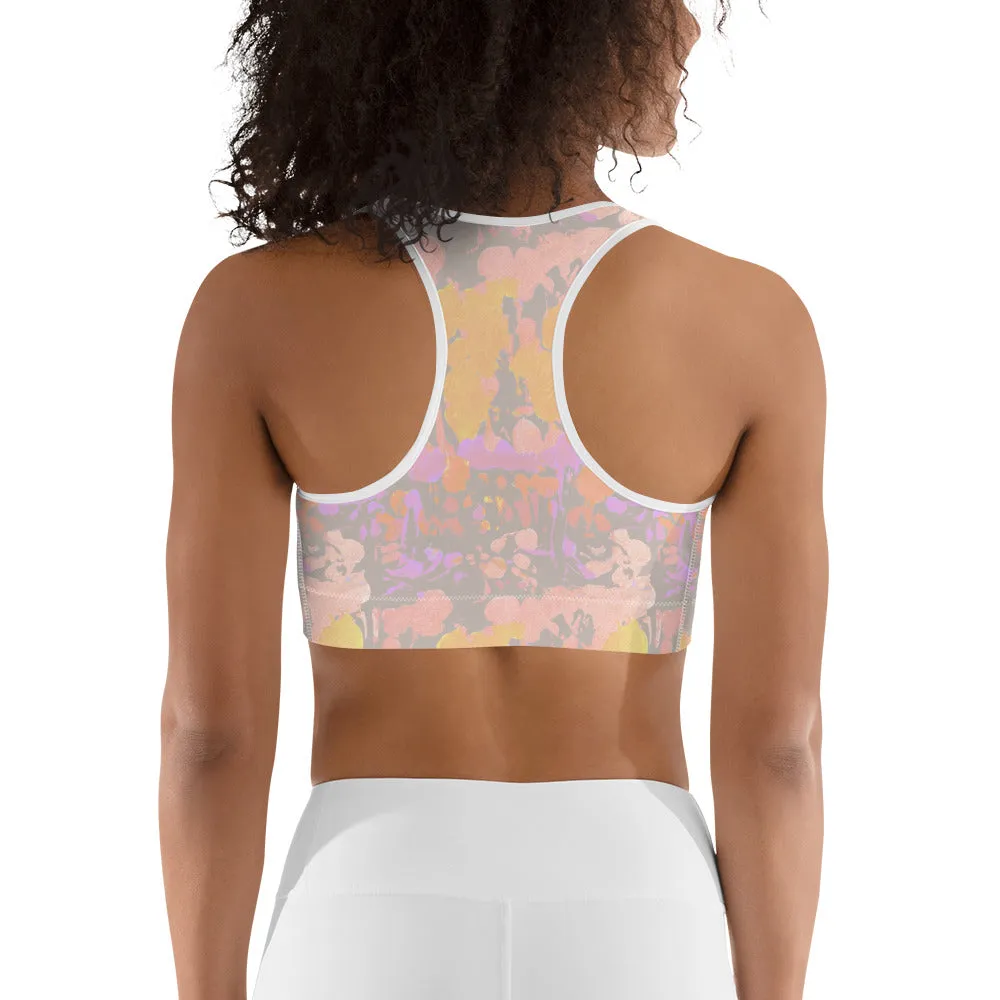 Pastel Painted Abstract Print Sports Bra