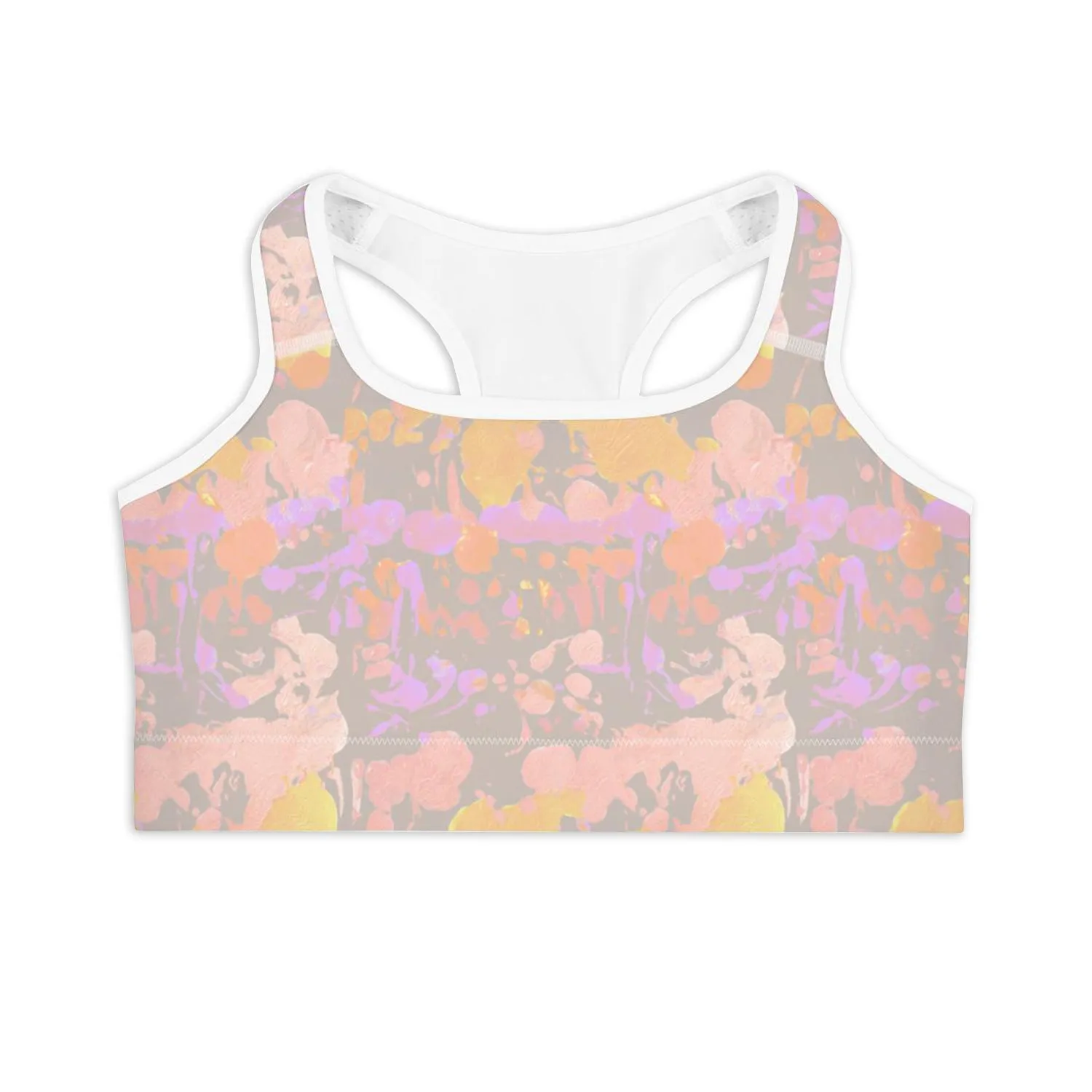 Pastel Painted Abstract Print Sports Bra