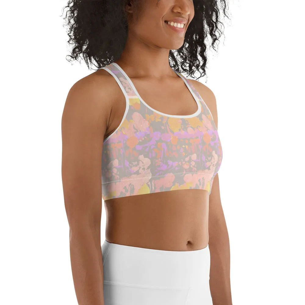 Pastel Painted Abstract Print Sports Bra