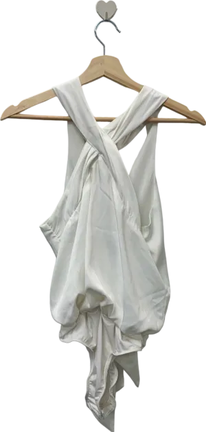Peace   Love White Cross Strap Halter Bodysuit Size 6