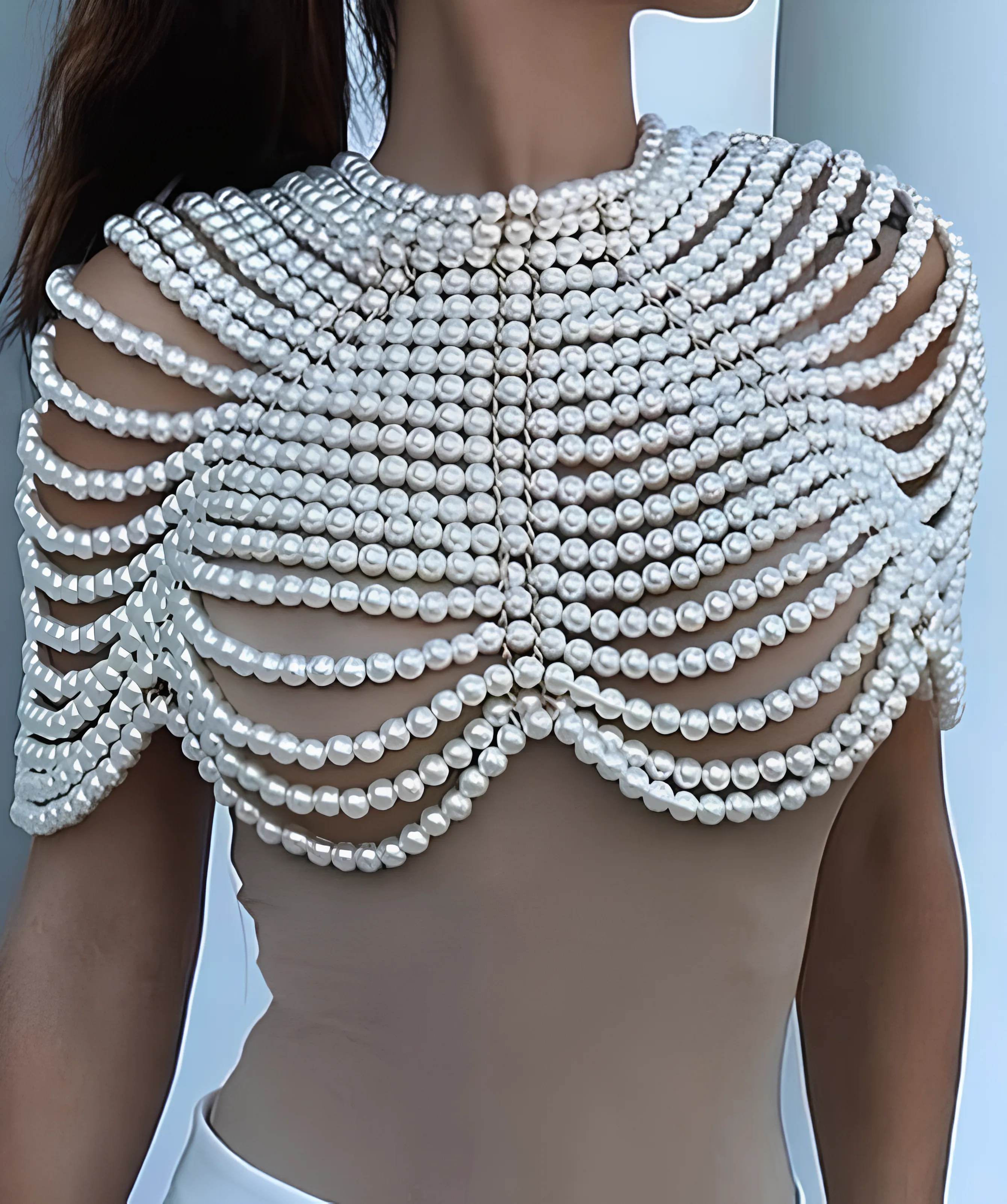 Pearl Beaded Halter Crop Top – Elegant & Chic Partywear