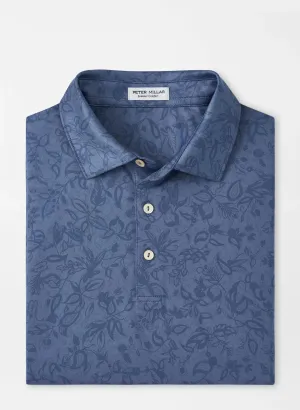 Peter Millar Mens Classic Fit Carrow Botanical Performance Jersey Polo - ASTRAL BLUE