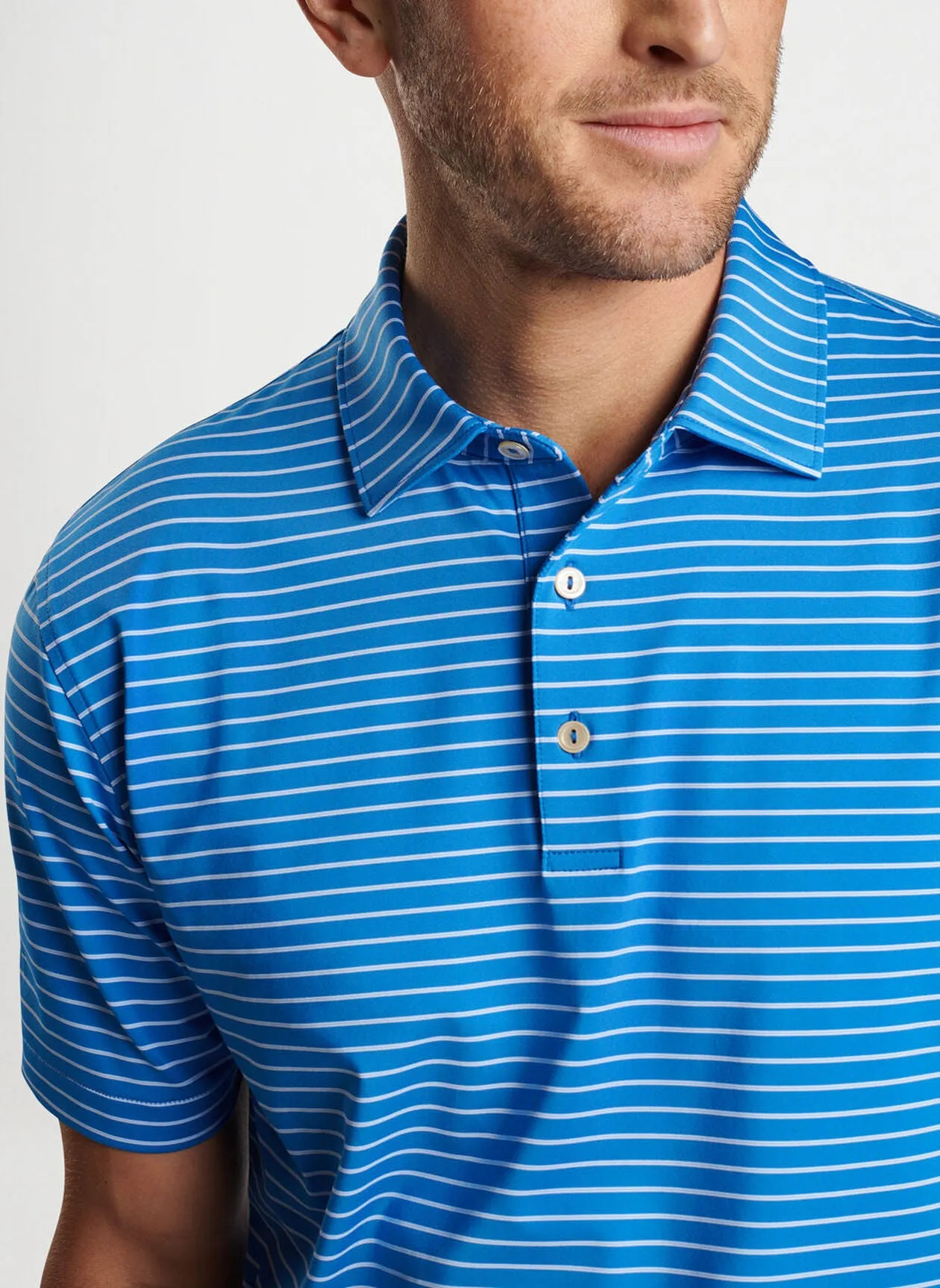 Peter Millar Mens Classic Fit Drum Performance Polo - MAKO BLUE