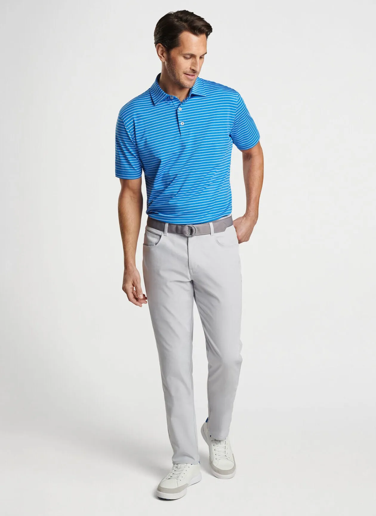 Peter Millar Mens Classic Fit Drum Performance Polo - MAKO BLUE
