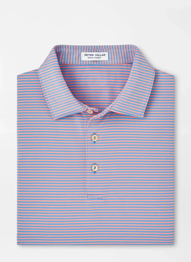 Peter Millar Mens Classic Fit Hales Performance Jersey Polo - Sean Self Collar - LIBERTY BLUE