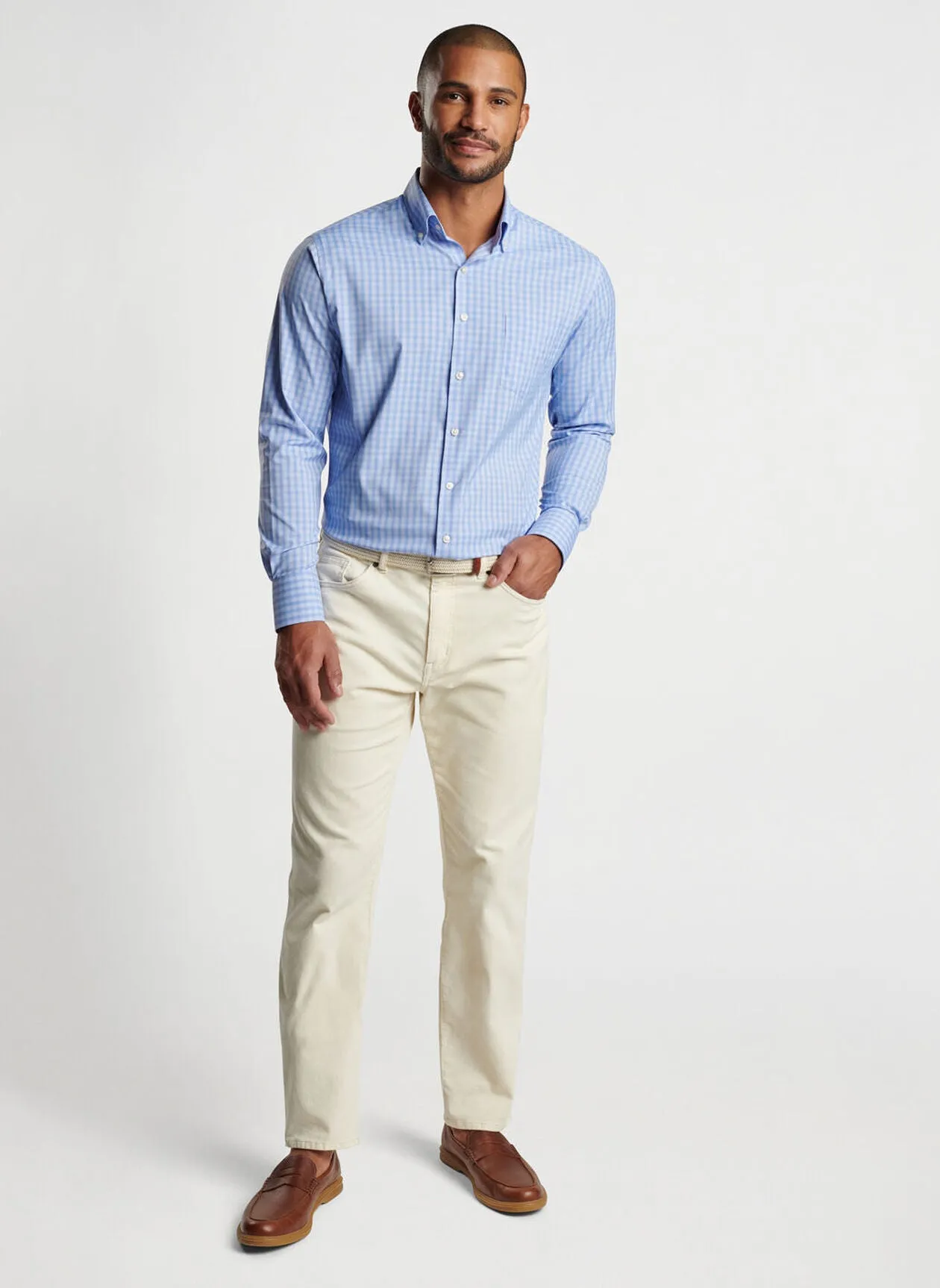 Peter Millar Mens Classic Fit Hawkes Performance Twill Sport Shirt - WISTERIA