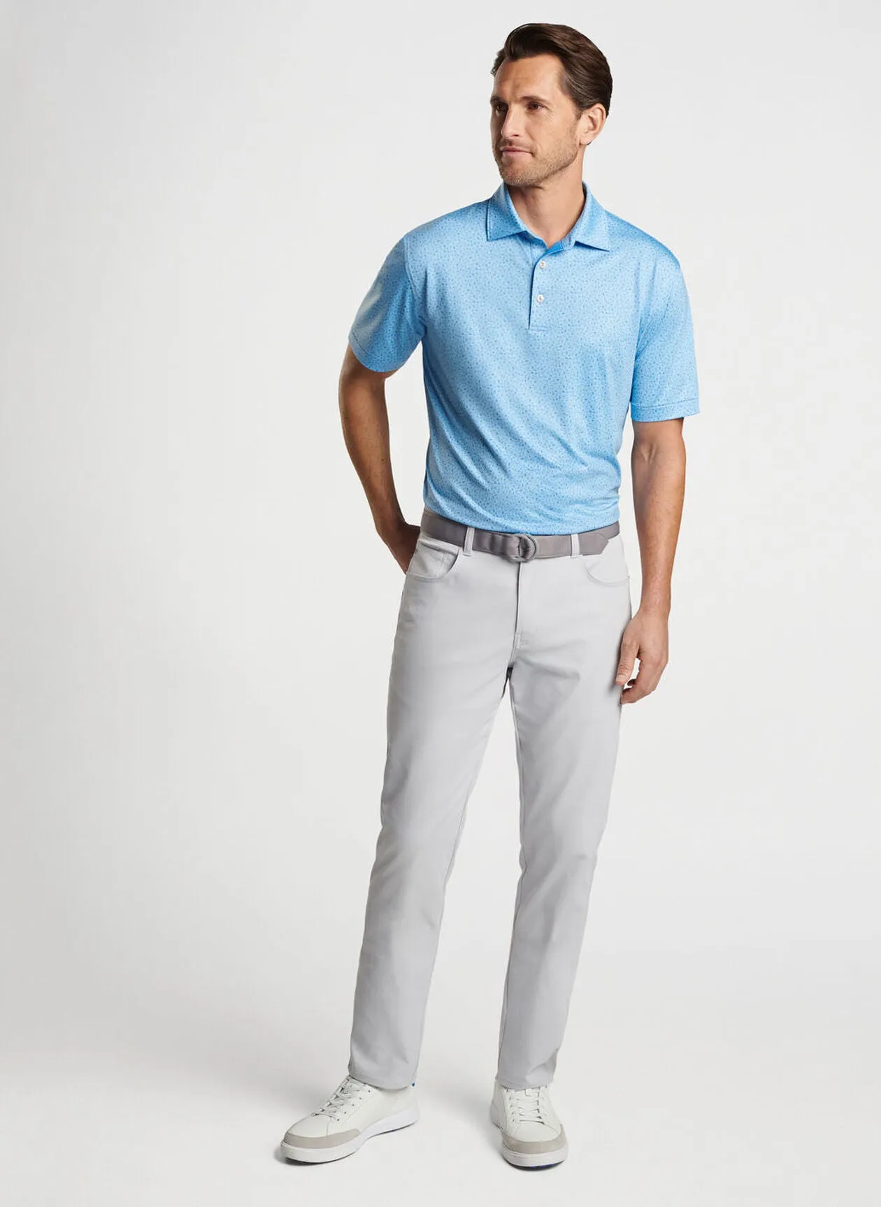 Peter Millar Mens Classic Fit Marine Navigation Performance Jersey Polo - COTTAGE BLUE