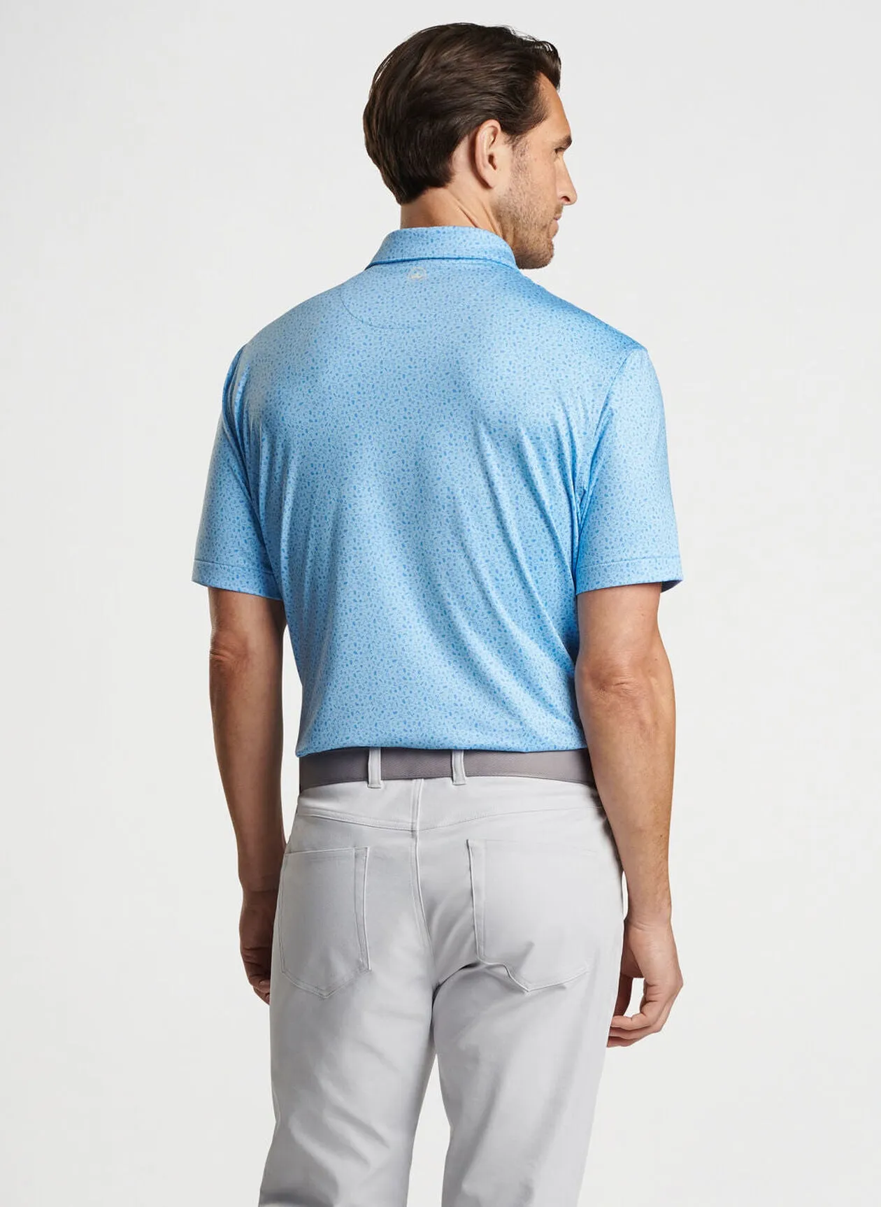 Peter Millar Mens Classic Fit Marine Navigation Performance Jersey Polo - COTTAGE BLUE