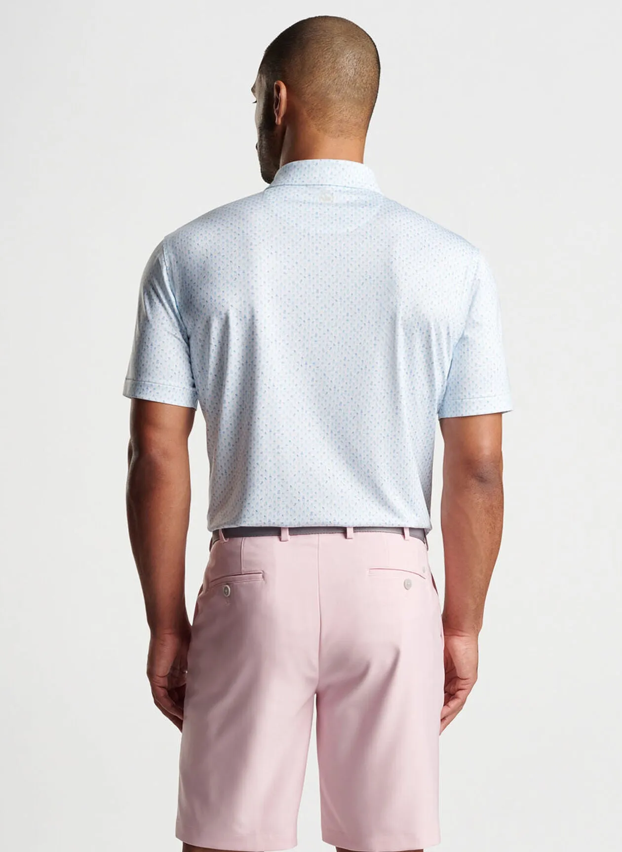 Peter Millar Mens Classic Fit Pina Skullada Performance Jersey Polo - Sean Self - WHITE/COTTAGE BLUE