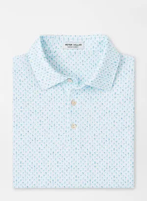 Peter Millar Mens Classic Fit Pina Skullada Performance Jersey Polo - Sean Self - WHITE/COTTAGE BLUE