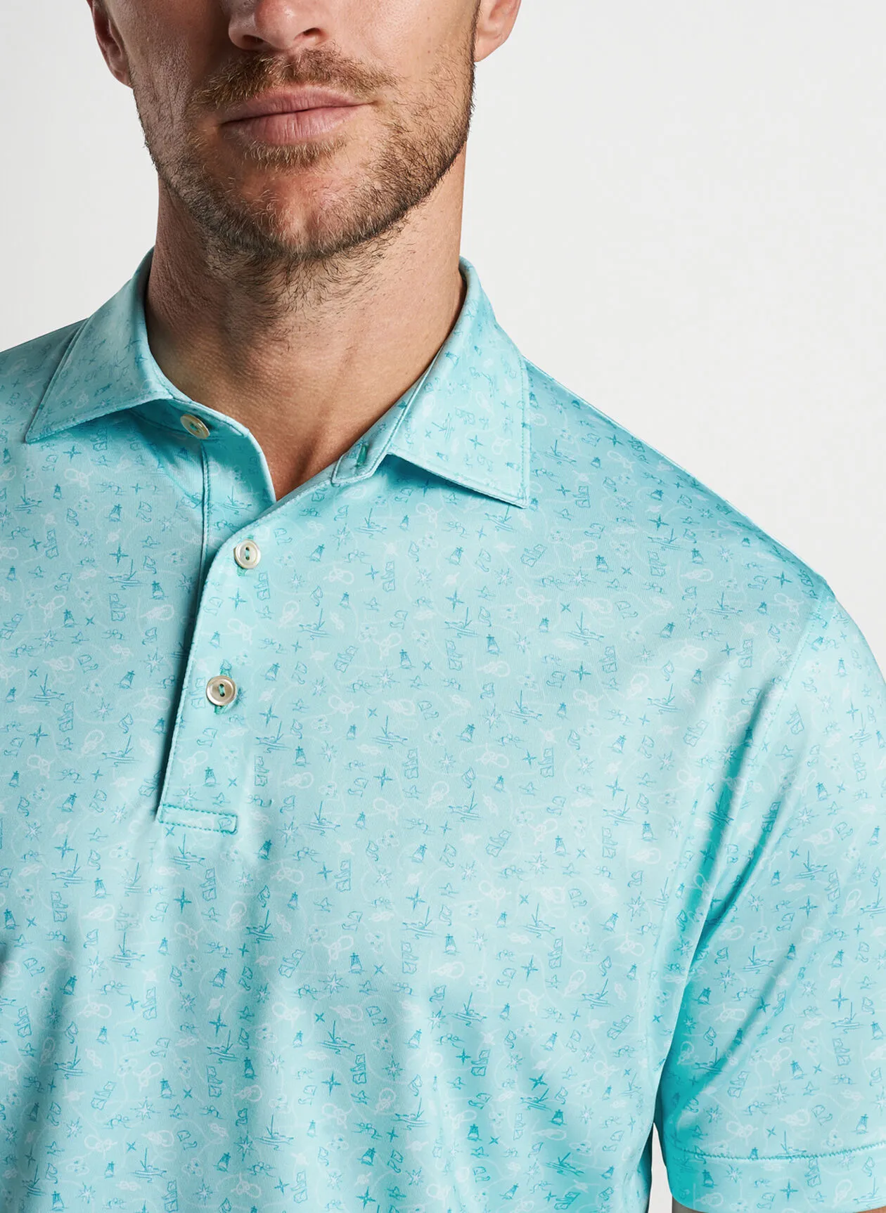 Peter Millar Mens Classic Fit Show Me The Way Performance Jersey Polo - CABANA BLUE