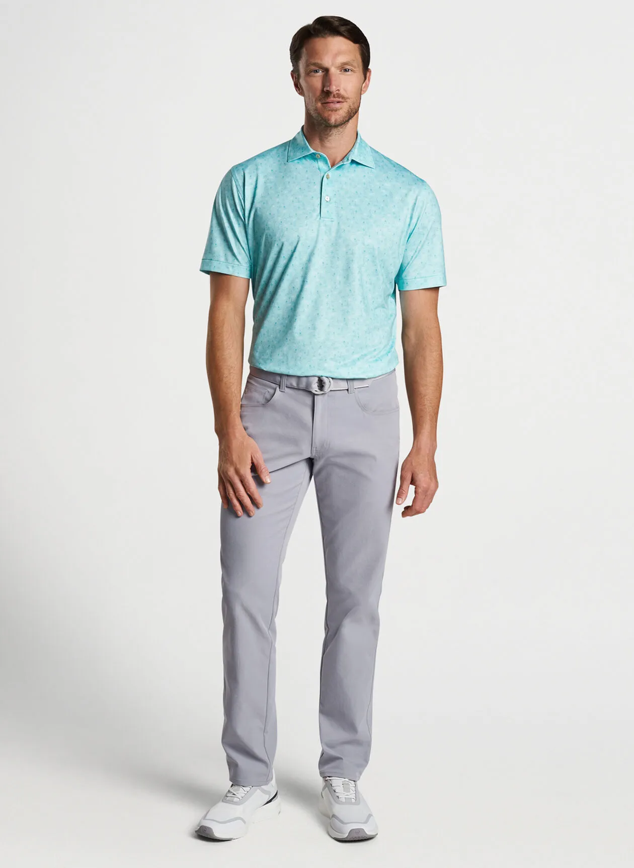 Peter Millar Mens Classic Fit Show Me The Way Performance Jersey Polo - CABANA BLUE
