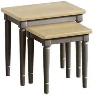 Pewter Oak Nest Of 2 Tables