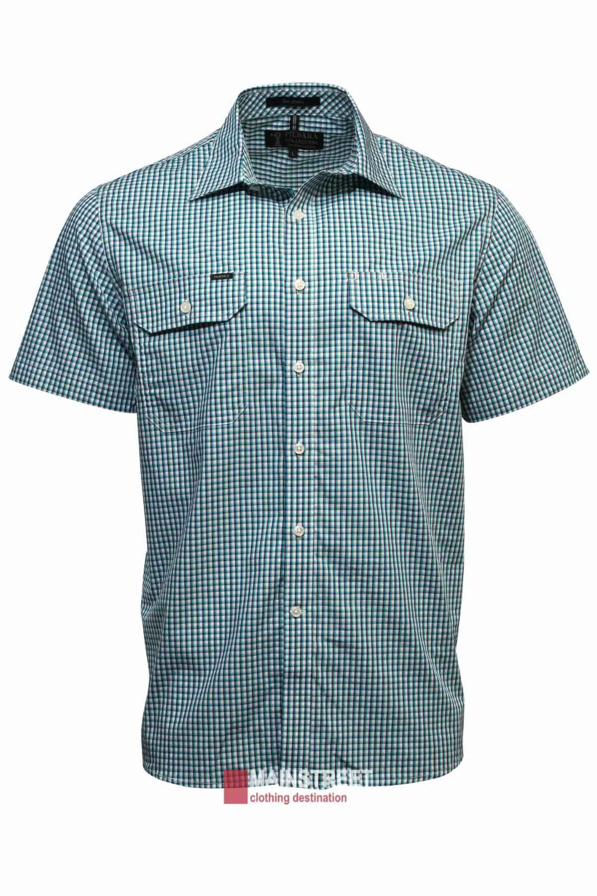 Pilbara Short Sleeve Check Double Pocket Shirt