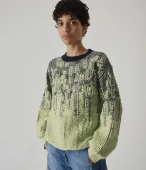 Pile Jacquard Sweater in Wasabi x Navy