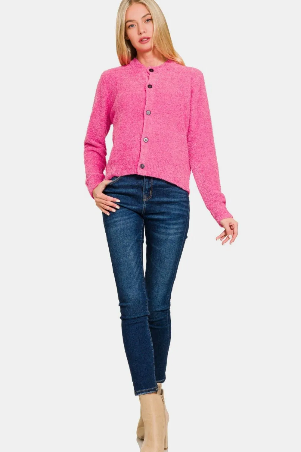 Pink Button Down Cardigan