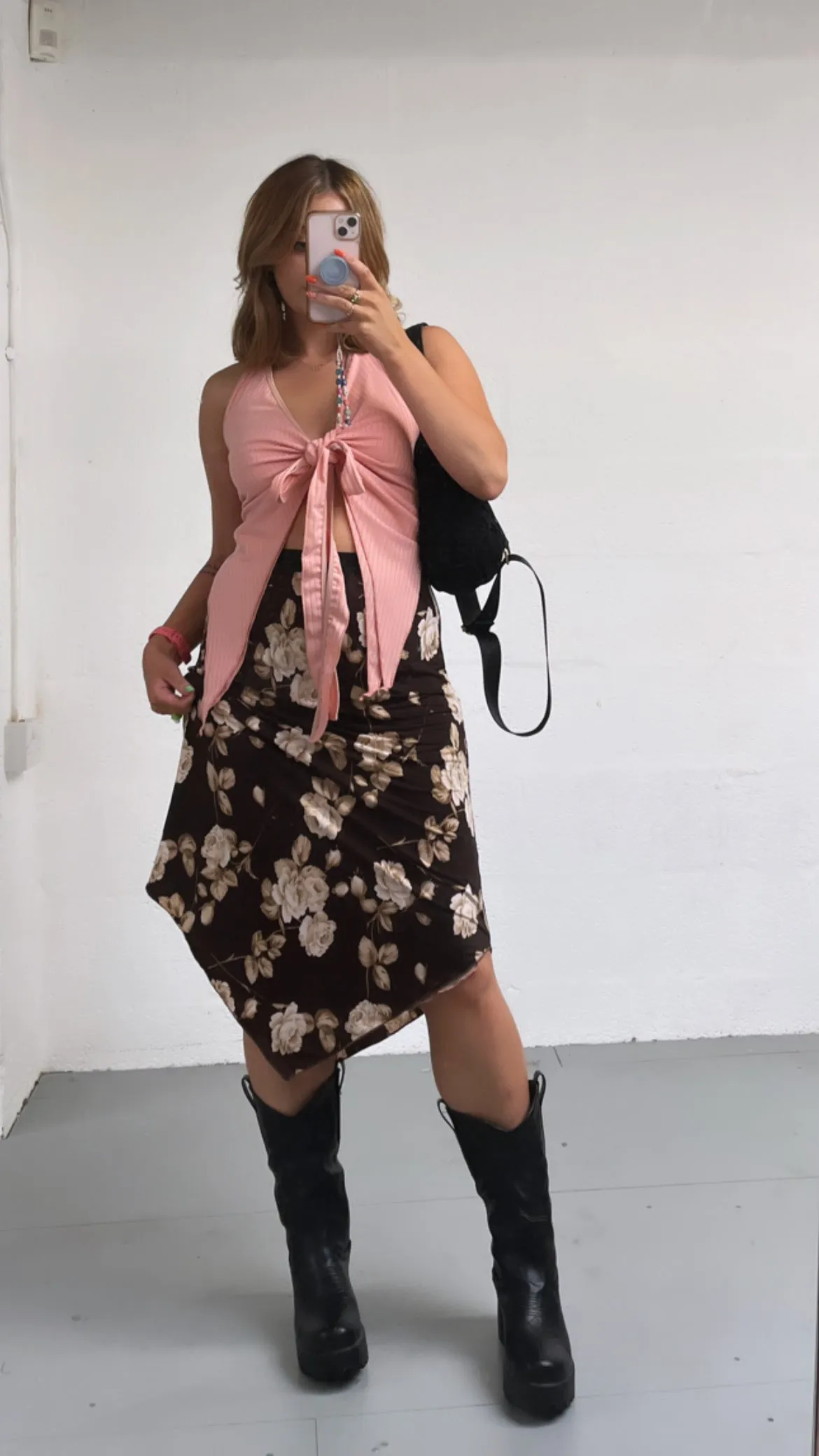PINK RIBBED MULTI-WAY TOP