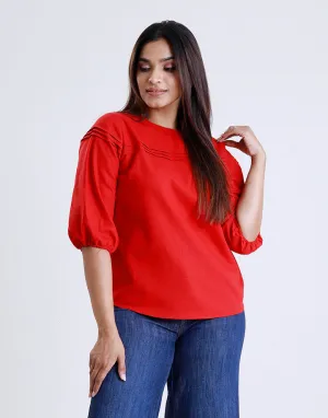 Pintuck Detail Top with Back Keyhole