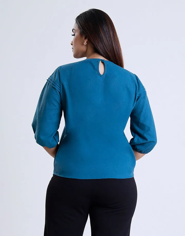 Pintuck Detail Top with Back Keyhole