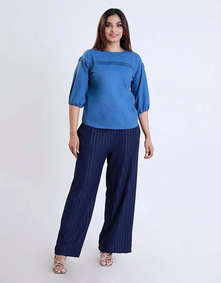 Pintuck Detail Top with Back Keyhole