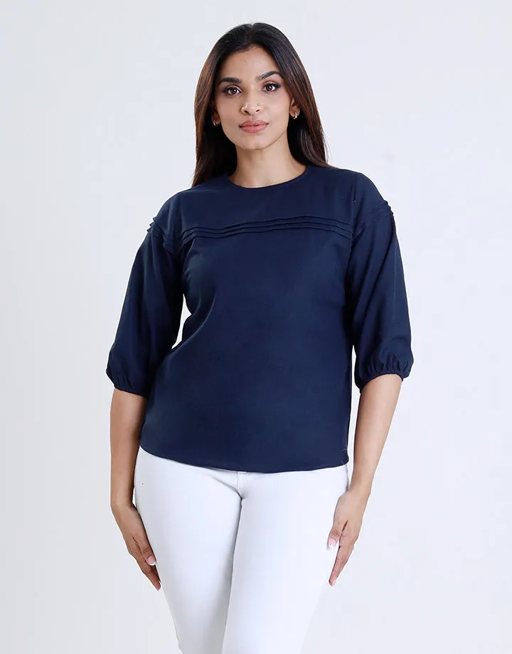 Pintuck Detail Top with Back Keyhole