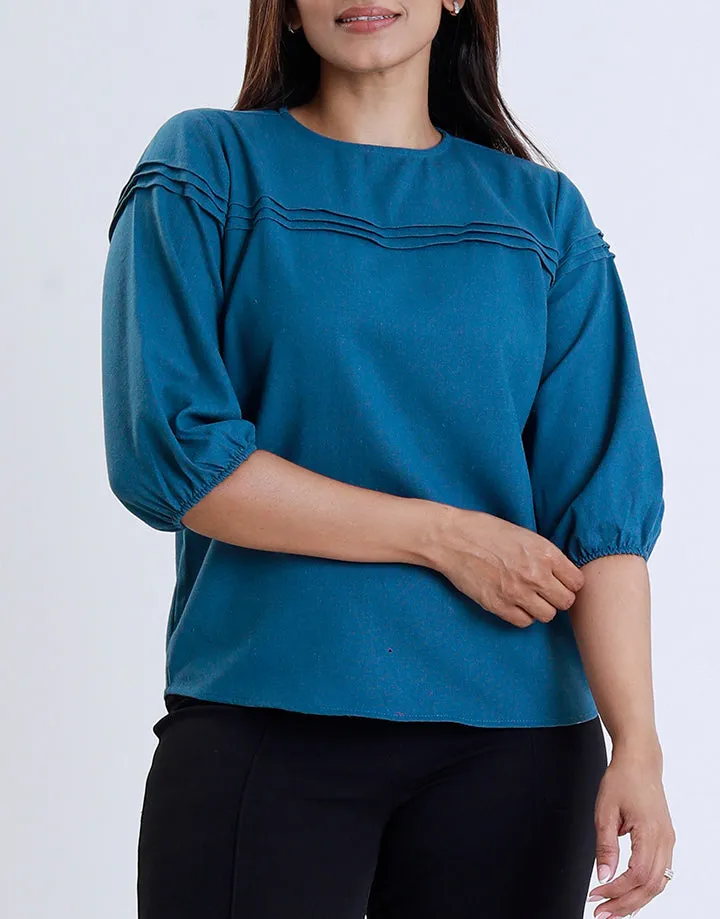 Pintuck Detail Top with Back Keyhole