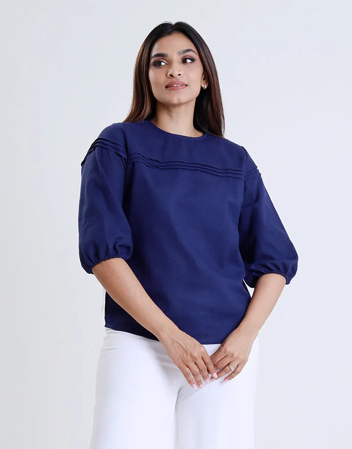 Pintuck Detail Top with Back Keyhole