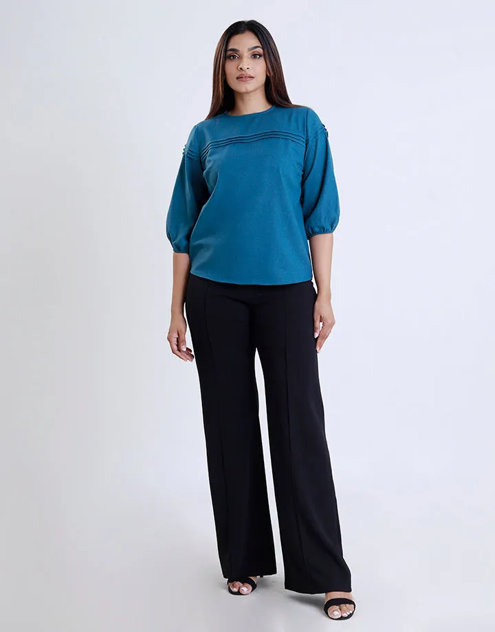 Pintuck Detail Top with Back Keyhole