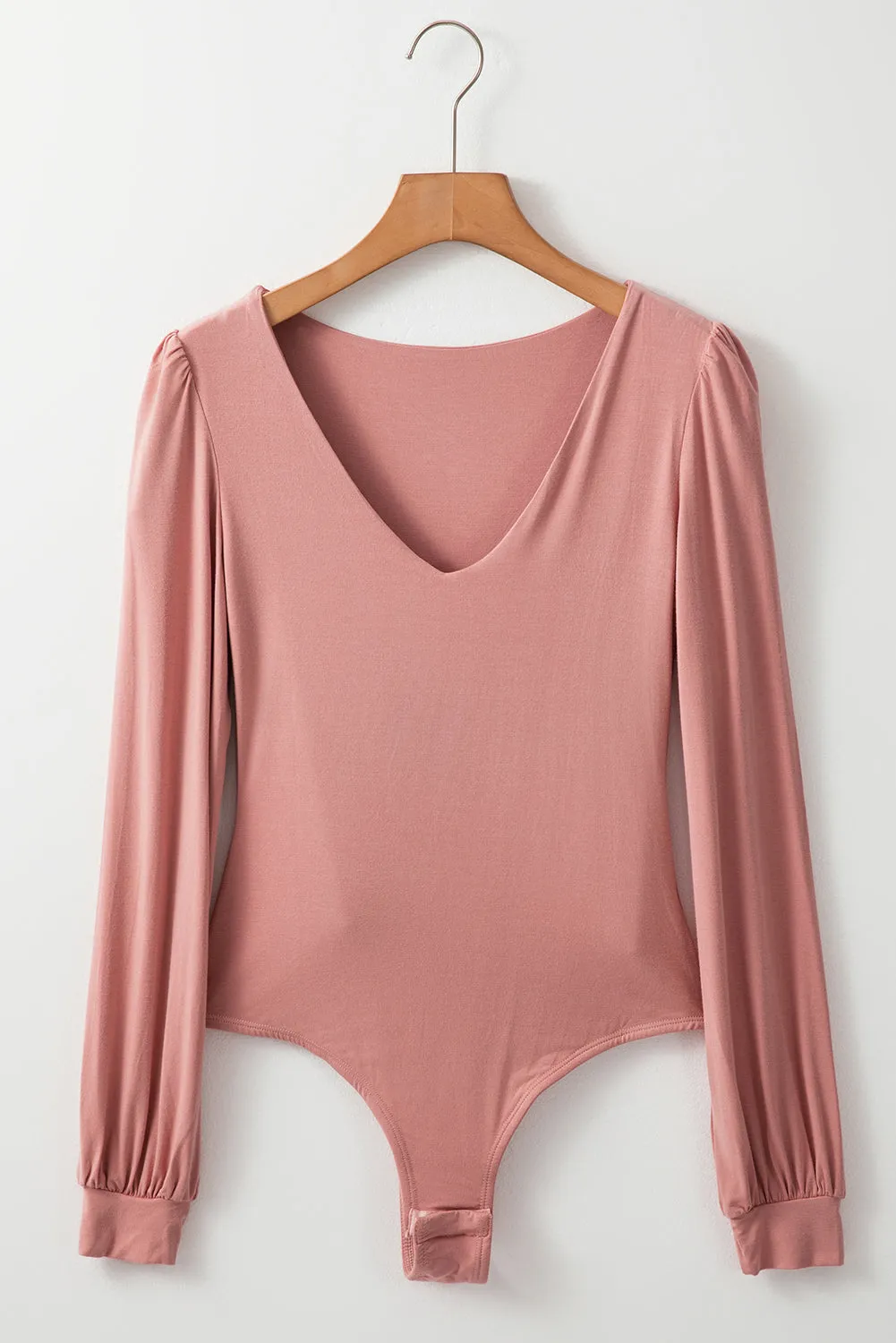 Plain V neck Long Sleeve Bodysuit