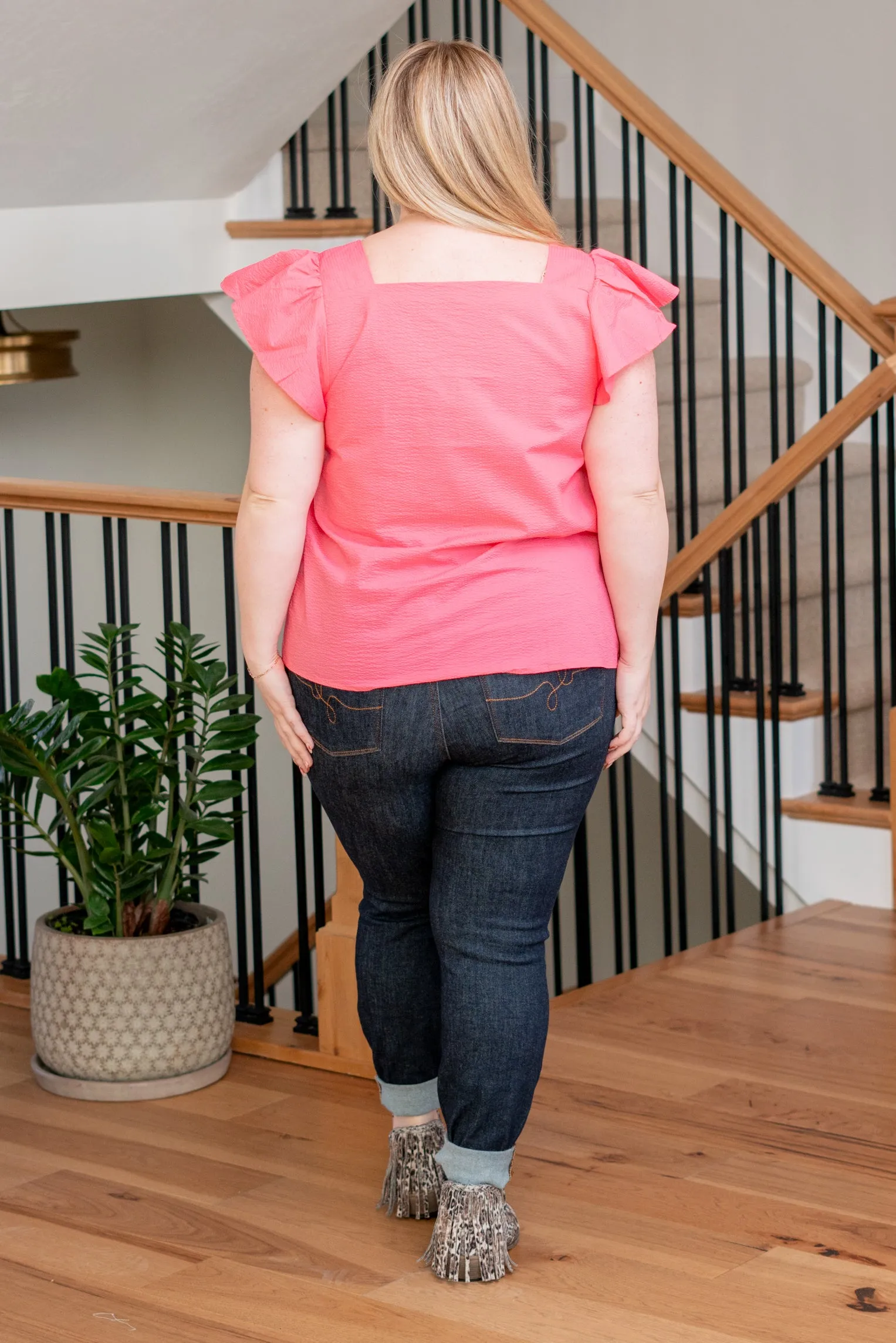 Plus Size Button Up Top - Pink