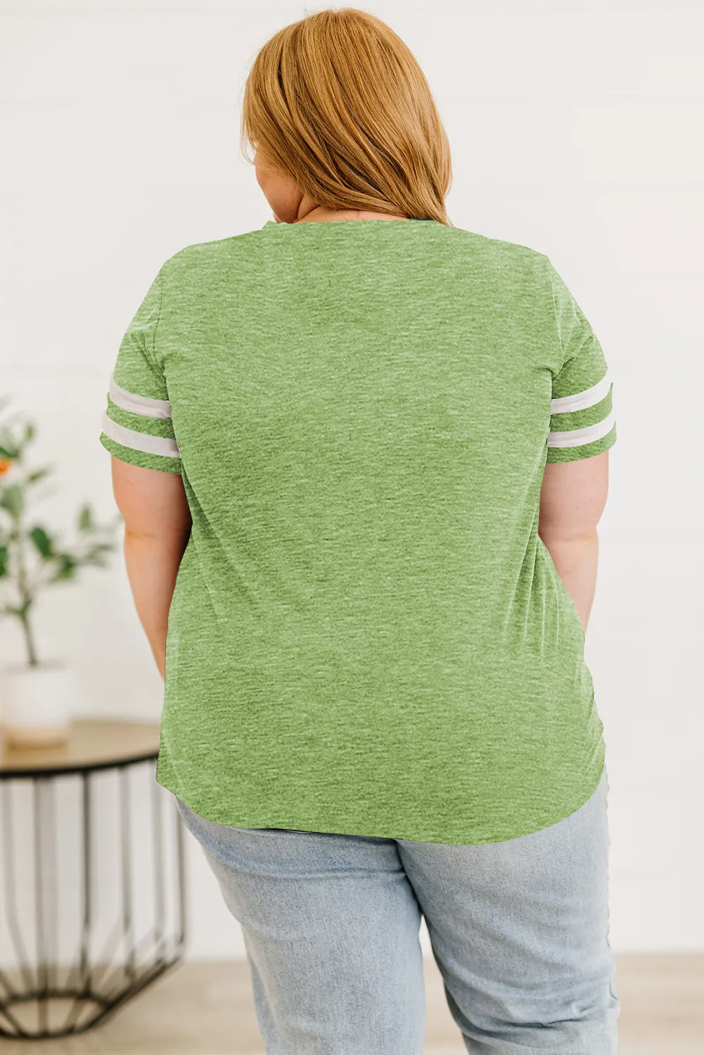 Plus Size Striped V-Neck Tee Shirt (10 Colors)