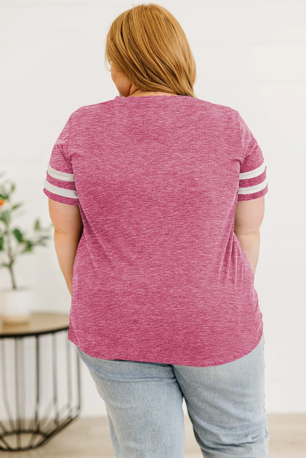Plus Size Striped V-Neck Tee Shirt (10 Colors)
