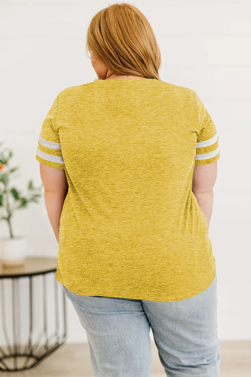 Plus Size Striped V-Neck Tee Shirt (10 Colors)