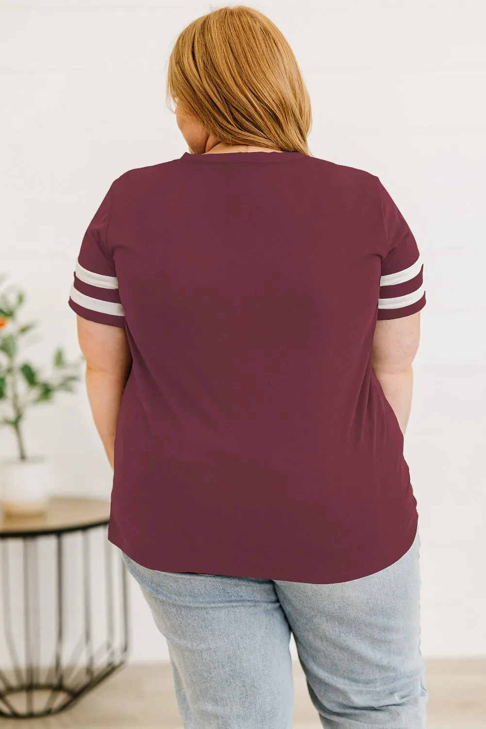 Plus Size Striped V-Neck Tee Shirt (10 Colors)